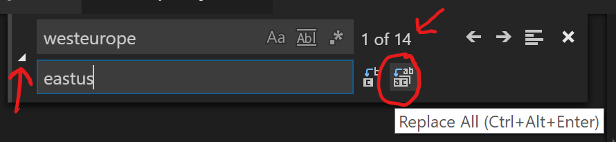 VS Code Replace Dialog