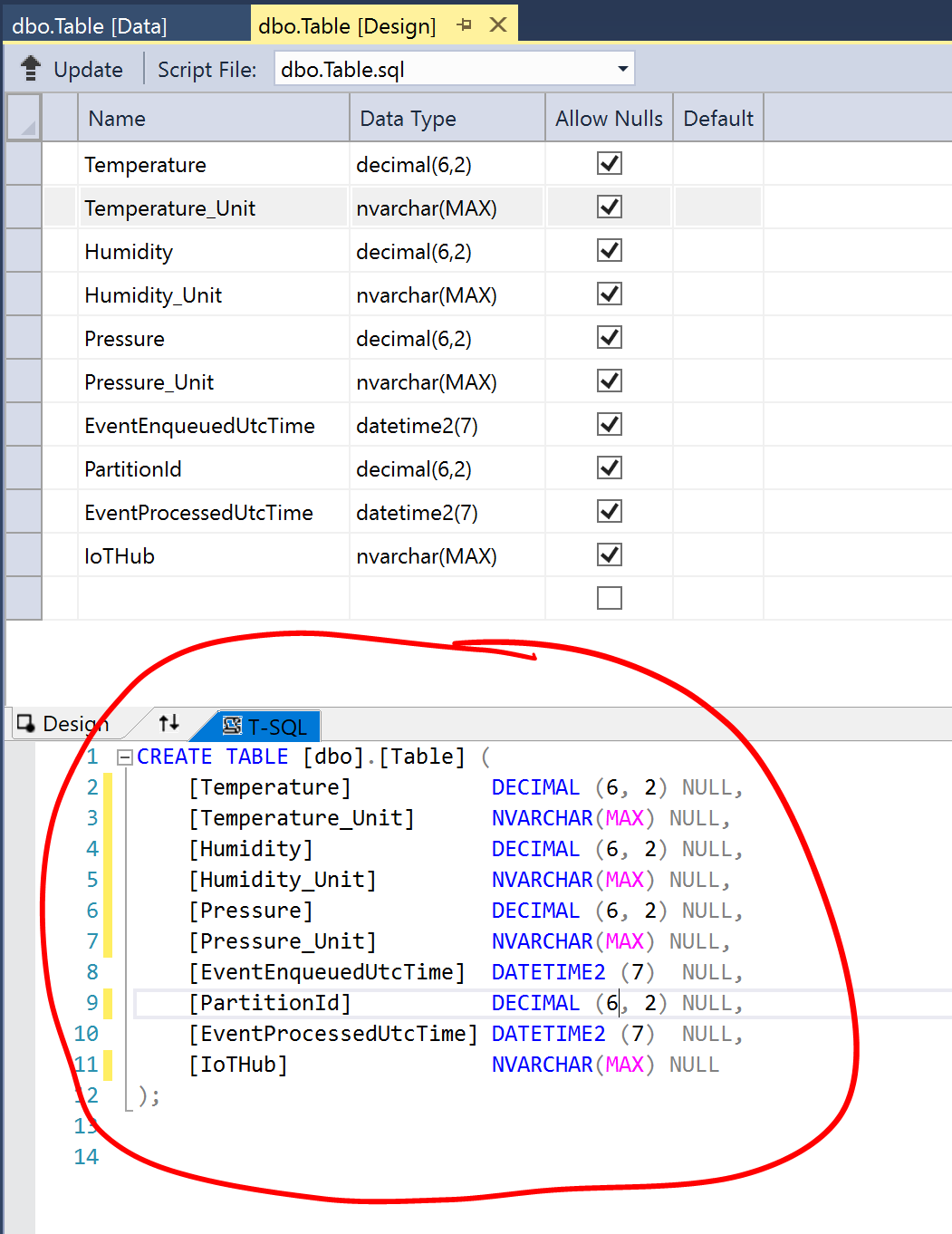 SQL Table Designer Change